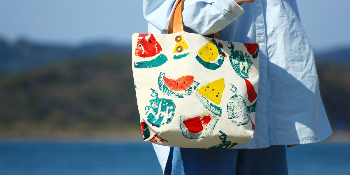 スイカ小みかん様ご確認用　すいか柄ランチバッグ　ハンドメイド 黄赤スイカ Totebag（M） – Miko-BAG